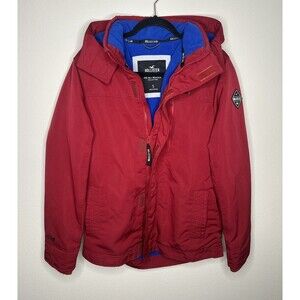 Hollister All Weather Jacket Mens Small Hooded Sherpa Lined Insulated Full Zip